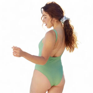 Aerie Waffle Scoop One Piece Swimsuit Midday Mint Sz M